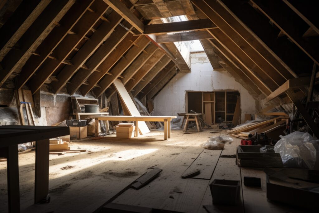 Unfinished attic with loose floor boards