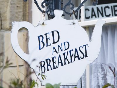 teapot sign that reads "bed and breakfast"