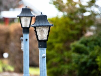 Light post in front of a house