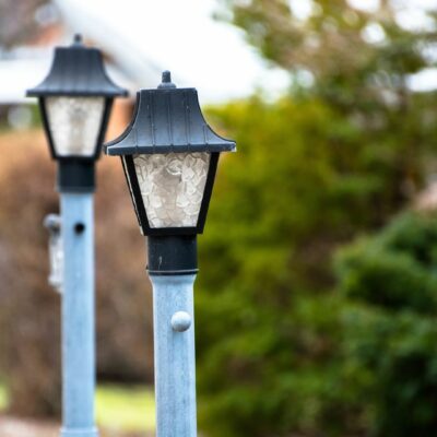 Light post in front of a house