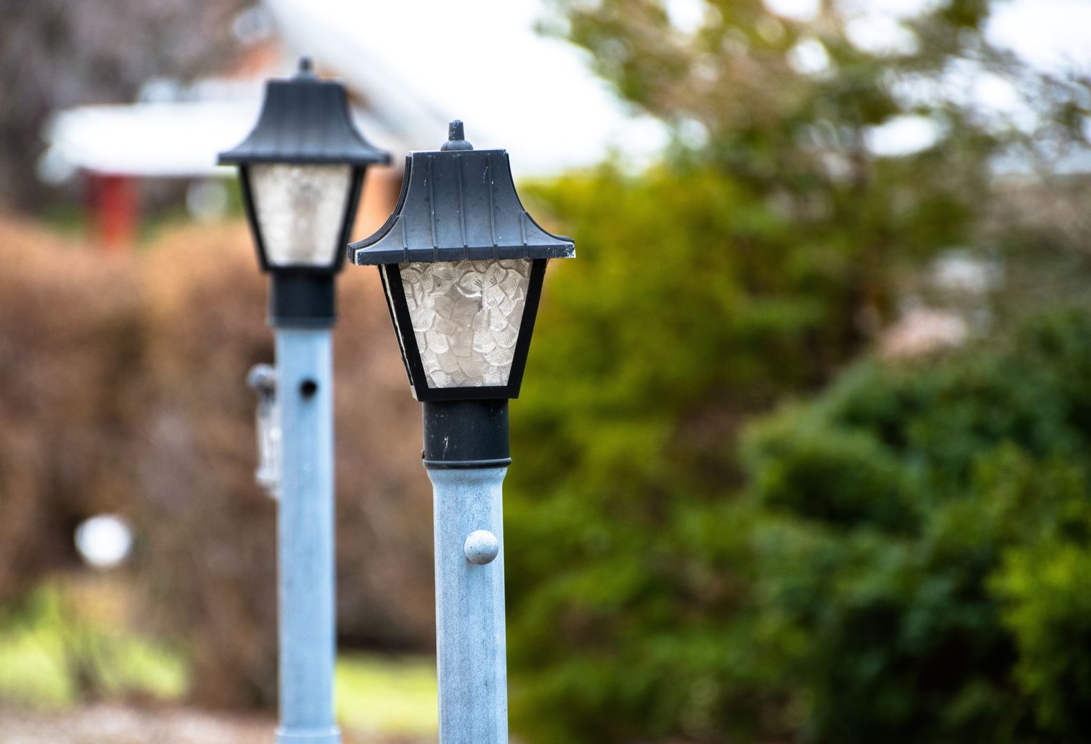 Light post in front of a house