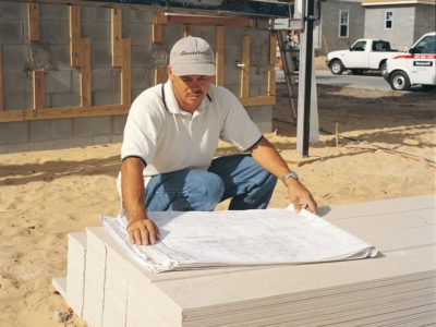 Contractor reviewing a plan