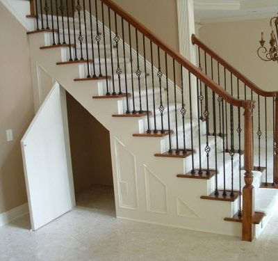 Hidden storage under a staircase