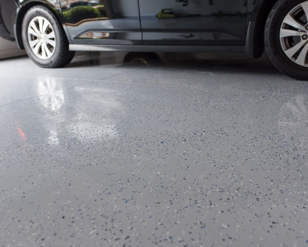 After the application of epoxy coating to a garage floor