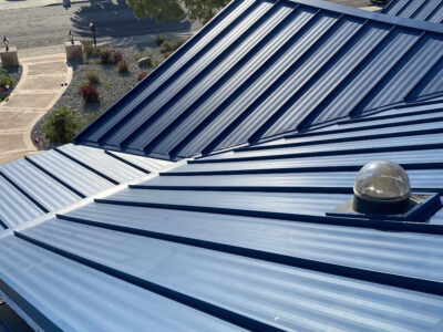 Blue metal roof