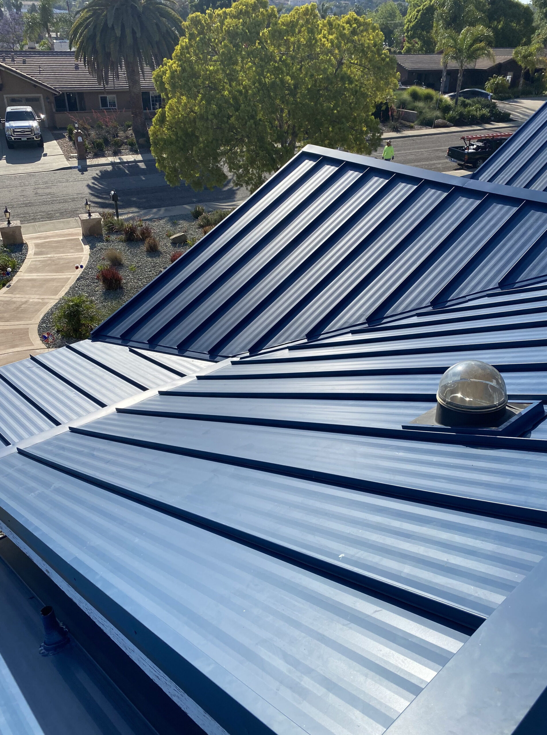 Blue metal roof